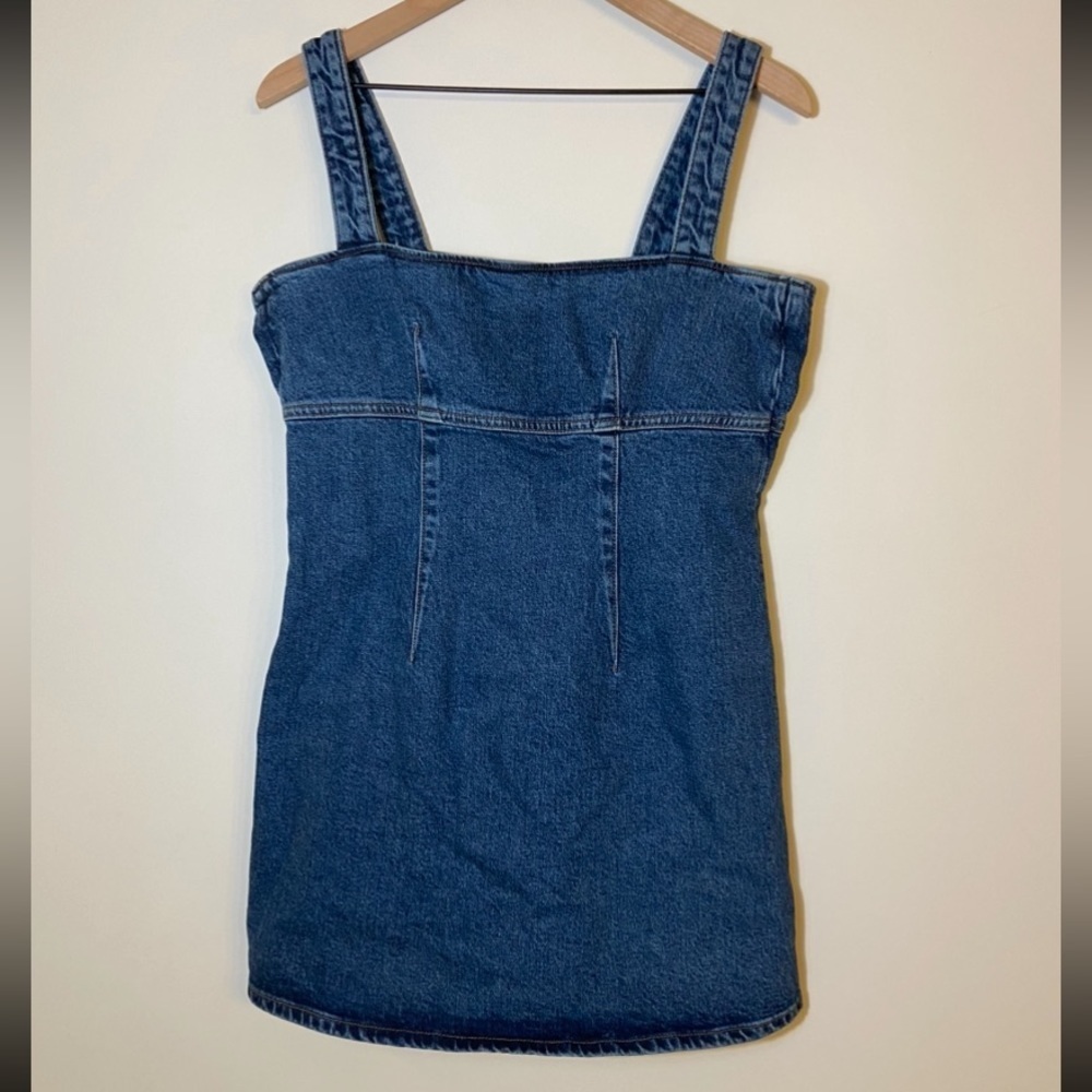 Reformation Jeans Lizzie Denim Dress Size 10 Blue Mini